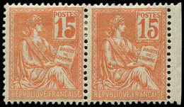 * VARIETES 117e  Mouchon, 15c. Orange, CHIFFRES EPAIS Tenant à Normal, TB - Unused Stamps