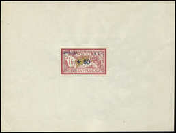 VARIETES 121   Merson,  1f. Lie De Vin Et Olive, Surchargé "ORPHELINS P.T.T./+50" Sur Feuillet, TB, RR, Certif. Brun - Unused Stamps