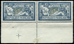 ** VARIETES 123a  Merson,  5f. Bleu Et Olive, PAIRE Bdf Avec CROIX De Repère, TB - Unused Stamps