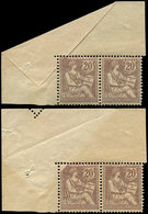 ** VARIETES 126   Mouchon Retouché, 20c. Brun-lilas, PAIRE Cdf Avec Petit Manque D'impression Par Défaut De PLIAGE, TB - Unused Stamps