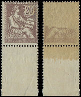 ** VARIETES 126b  Mouchon Retouché, 20c. Brun-lilas, RECTO-VERSO Sur Un Tiers Du Timbre, Bdf, TB - Unused Stamps