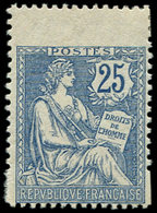* VARIETES 127   Mouchon Retouché, 25c. Bleu, PIQUAGE Décalé, Timbre Plus Grand, TB - Unused Stamps