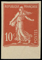 (*) VARIETES 134   Semeuse Avec Sol, 10c. Rouge, NON DENTELE Sur Bristol, Bdf, TB - Unused Stamps