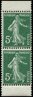 ** VARIETES 137m  Semeuse Camée,  5c. Vert, T IIA, PAIRE VERTICALE AVEC BORDS, - Unused Stamps