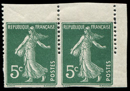 * VARIETES 137   Semeuse Camée,  5c. Vert, PAIRE NON DENTELEE Horizontalement, Format Plus Grand, NON DENTELEE Verticale - Unused Stamps