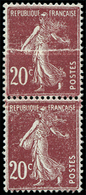 ** VARIETES 139   Semeuse Camée, 20c. Brun Rouge, IMPRESSION Sur RACCORD Dans Une Paire, Gomme Mate, TB - Unused Stamps