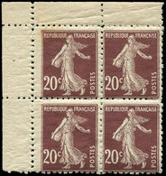 ** VARIETES 139h  Semeuse Camée, 20c. Brun-rouge, BLOC De 4 DENTELE 11, Cdf, RR Et TTB. C, Cote Maury - Unused Stamps