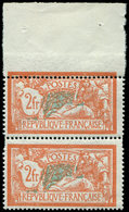 ** VARIETES 145   Merson,  2f. Orange Et Vert-bleu, PAIRE Bdf, Variété De PIQUAGE, TB - Unused Stamps