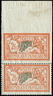 ** VARIETES 145g  Merson,  2f. Orange Et Vert-bleu, NON DENTELE Bdf Tenant à Dentelé, TTB. C - Unused Stamps