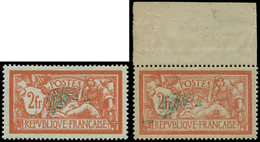 * VARIETES 145f  Merson,  2f. Orange Et Vert-bleu, Centre TRES DEPLACE + Ex. Normal, Les 2 Excellent Centrage, TB - Unused Stamps