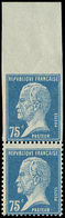 ** VARIETES 177b  Pasteur, 75c. Bleu, NON DENTELE Tenant à Dentelé, TB - Unused Stamps