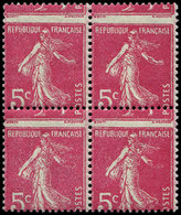 ** VARIETES 278B  Semeuse Camée,  5c. Rose, PIQUAGE à CHEVAL, BLOC De 4, TB - Unused Stamps