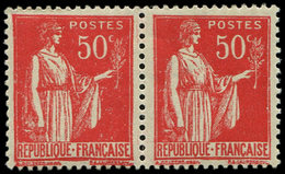 ** VARIETES 283   Paix, 50c. Rose-rouge, T I Et III Se Tenant Horizontalement, Rare Et TB. J - Unused Stamps