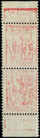 ** VARIETES 283h  Paix, 50c. Rose-rouge, T IV, PAIRE Verticale Avec Bande Pub, Impression DETRUITE, TB - Unused Stamps