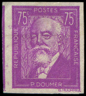 (*) VARIETES 292   P. Doumer, 75c. Lilas, NON DENTELE, TB, Cote Maury - Unused Stamps
