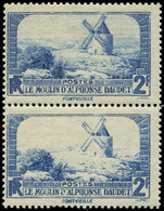 ** VARIETES 311a  Moulin De Daudet, 2f. Outremer, FOND BLANC Tenant à Normal *, TB - Unused Stamps