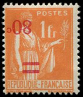 * VARIETES 359b  Paix, 80c. S. 1f. Orange, Surcharge RENVERSEE, TB - Unused Stamps