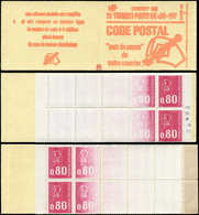 ** VARIETES 1816   Béquet, 0,80 Rouge, Carnet De 20, Impression A SEC Allant à Normale Sur Les 2 Blocs De 10, TB - Unused Stamps