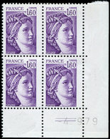 ** VARIETES 2060a  Sabine, 1,60 Violet, SANS PHOSPHO, BLOC De 4 CD 4/9/79, R Et TB - Unused Stamps