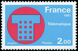 ** VARIETES 2130   Télématique, 2,00 Bleu Et Rouge, SANS Les Rayures Dans Le Cercle Rouge, TB. C. R - Unused Stamps