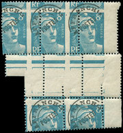 ** VARIETES Préo 101    8f. Turquoise, BLOC De 5 Avec Pont, IMPORTANTE Variété De PIQUAGE, RR Et TB - Unused Stamps
