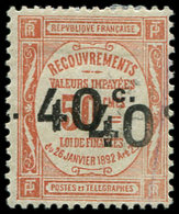* VARIETES Taxe 50c   40c. S. 50c. Rouge, DOUBLE SURCHARGE, TB - Unused Stamps