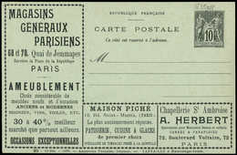 Let ENTIERS POSTAUX Sage, 10c. Noir, CP Annonces N°G35g11, Laffaille, S. 20, AMEUBLEMENT, TB - Other & Unclassified