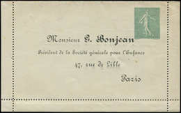 Let ENTIERS POSTAUX Semeuse Lignée, 15c. Olive, CL TSC N°B10, G. Bonjean, TB - Other & Unclassified