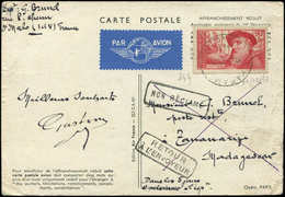 Let LETTRES DU XXe SIECLE N°343 Obl. 23/12/37 S. CP Par Avion Pour MADAGASCAR, Arr. Le 9/1/38, TB - Covers & Documents