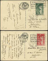 Let LETTRES DU XXe SIECLE N°354/55 Obl. Méc. Et Du Musée 11/9/37 Sur 2 CP Ayant Voyagé, Pour COLMAR, TB - Covers & Documents