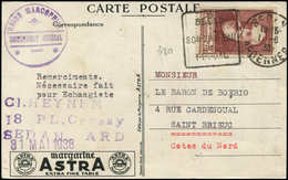 Let LETTRES DU XXe SIECLE N°380 Obl. Daguin 1/6/39 S. CP, Tarif CP 5 Mots, TB - Covers & Documents