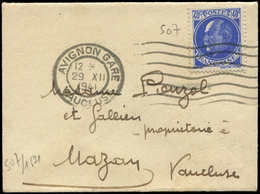 Let LETTRES DU XXe SIECLE N°507 Obl. AVIGNON GARE 29/12/41 Sur Petite Env., TB - Covers & Documents