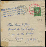 Let LETTRES DU XXe SIECLE N°513 Obl. Paris 80 28/5/43 Et Censure Sur Bande Journal 2e échelon Pour L'ITALIE, TB - Storia Postale