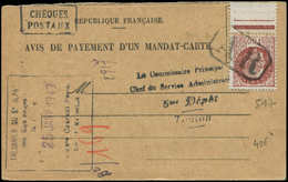Let LETTRES DU XXe SIECLE N°517 Bdf, Obl. AR Sur Avis De Payement De Mandat-Carte Du 25/1/43, TB - Lettres & Documents