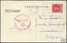 Let LETTRES DU XXe SIECLE N°519 Obl. Méc. Périgueux 15/( )/42 Sur CP Pour La BELGIQUE, TB - Storia Postale