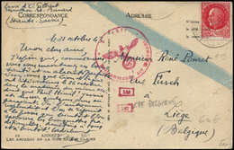 Let LETTRES DU XXe SIECLE N°519 Obl. 1/11/43 Sur CP Censurée Pour LIEGE, TB - Lettres & Documents