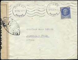 Let LETTRES DU XXe SIECLE N°520 Obl. Méc. LYON RP 12/1/42 Sur Env. Pour La SUISSE Avec Censure, TB - Storia Postale