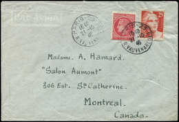 Let LETTRES DU XXe SIECLE N°729 Et 676 Obl. PARIS 21/10/46 S. Env., Tarif Préférentiel Pour Le CANADA, TB - Covers & Documents