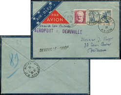 Let Air Bleu N°304 Et 313 Obl. Càd DEAUVILLE 1/7/36 Sur Env. , Griffe "Deauville-Paris-Bordeaux", TB - First Flight Covers