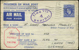 Let Guerre 1939/1945 Entier Anglais "Prisoner Of War" 2p. 1/2 Obl. WORKSOR 2/4/43, Censure Anglaise Et Cachet Ilag VII/4 - Guerra Del 1939-45
