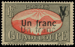 ** GUADELOUPE 168a : Un Franc S. 65c. Noir Et Rouge, DOUBLE Surcharge, TB. Br - Other & Unclassified