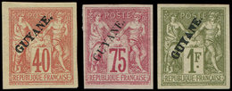 (*) GUYANE 13/15 : Sage De 1892, 40c., 75c. Et 1f., TB. Br - Sonstige & Ohne Zuordnung