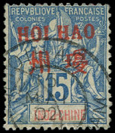 HOI-HAO 7 : 15c. Bleu, Surcharge Rouge, Obl., TB. C - Other & Unclassified