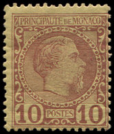 * MONACO 4 : 10c. Lilas Brun Sur Jaune, Charles III, TB - Used Stamps