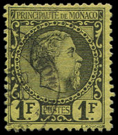 MONACO 9 : 1f. Noir Sur Jaune, Charles III, Oblitéré, TB - Used Stamps