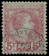 MONACO 10 : 5f. Carmin Sur Vert, Obl. Càd MONTE CARLO 27/( / ), TB. C - Used Stamps