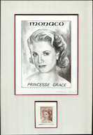 MONACO Princesse Grace, Projet Non Adopté, Grande épreuve En Noir De E. Lacaque + Petite épreuve D'artiste En Brun, Sans - Used Stamps