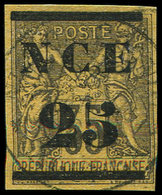 NOUVELLE CALEDONIE 4 : 25 Sur 35c. Violet-noir Sur Jaune, Obl., TB. J - Unused Stamps