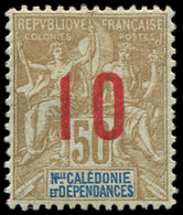 * NOUVELLE CALEDONIE 109 : 10 S. 50c. Bistre Et Bleu S. Azuré, CHIFFRES ESPACES, TB - Unused Stamps
