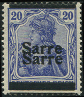 ** SARRE 8b : 20p. Bleu Violet, DOUBLE Surcharge, TB. Br - Unused Stamps